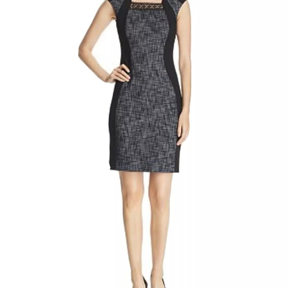NWT Elie Tahari Women's Aiden Mixed Media Sheath Dress - Size 2